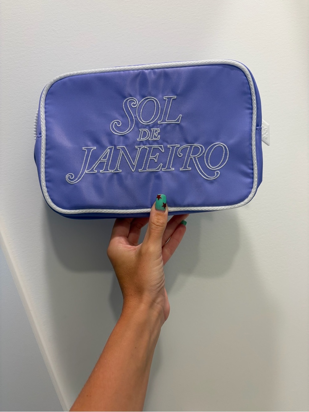 Sol de Janeiro Purple Embroidered Zip Cosmetic Makeup Travel Bag